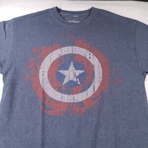 Marvel Captain America Graphic Short Sleeve Casual T Shirt Mens Size S Blue